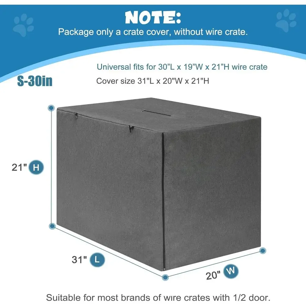 Deblue 30” Dog Crate Cover – Heavy-Duty Waterproof Pet Kennel Cover for (Gray)